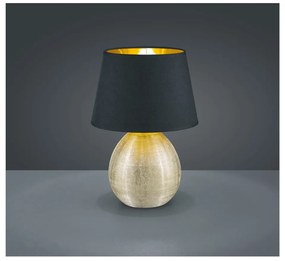Czarna lampa stołowa z ceramiki i tkaniny Trio Luxor, wys. 35 cm