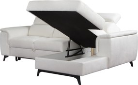 Masseno Narożnik VOLA z funkcją spania i pojemnikiem na pościel Narozniki L, Rozkładana sofa - Biały, BUBBLE 1