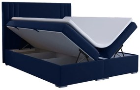 Łóżko kontynentalne MAO 160x200 ciemno niebieskie velvet z pojemnikiem LAVERTO