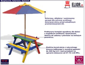 Kolorowy stół piknikowy dla dzieci S8-E94