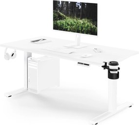 Biurko elektryczne z regulacją wysokości ergonomiczne białe,1400x700 mm: ARIA
