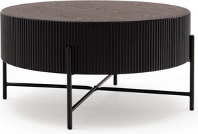 Stolik kawowy Corbi 80 cm do salonu - ciemny orzech / czarny mat