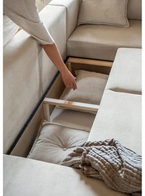 Beżowy sztruksowy rozkładany narożnik (prawostronny/w kształcie litery U) Lazy Lukka – Miuform