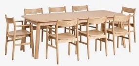 Zestaw Stołu Rozkładanego 220-320x95 Cm Treveris I 8 Krzeseł Jadalnianych Z Drewna Dębowego Mireita Roble - Sklum