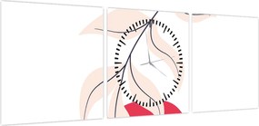 Obraz - Różowa abstrakcja kwiatowa N⁰2 (z zegarem) (90x30 cm)