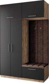 Masseno Garderoba REMA 150/240/60 cm Nowoczesna Szafa do Przedpokoju Dąb lefkas, MONOLITH 29 (Brązowy)
