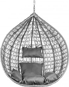 Szare wiszące krzesło KOKON bez stojaka, szara poduszka