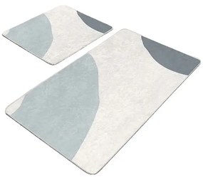 Szaro-kremowe aksamitne dywaniki łazienkowe zestaw 2 szt. 60x100 cm Abstract Shapes – Mila Home