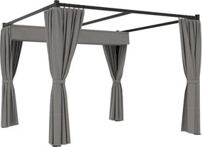 Outsunny Pergola 3 x 3 m Wolnostojący daszek tarasowy z przesuwanym dachem, 4 ścianki boczne, odporny na UV, Jasnoszary | Aosom PL