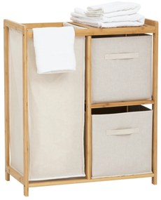 Regał bambusowy z koszem na pranie TIDY BOX i pojemnikami, 66 x 33,3 x 78,5 cm