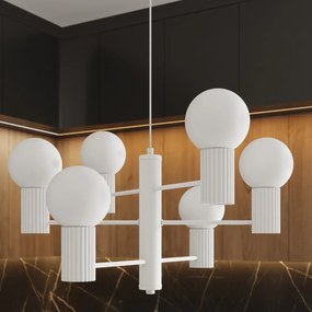 Żyrandol HALO 6 biały ryflowany SOLLUX  LIGHTING