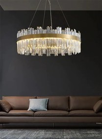 Palace okrągły 50cm - żyrandol kryształowy do salonu, taśma LED, kolor mosiądz