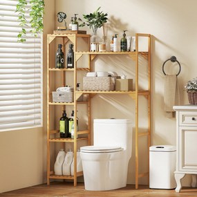 HOMCOM Regał nad pralką, wiele otwartych przegródek, do prania, akcesoriów, bambusowe drewno