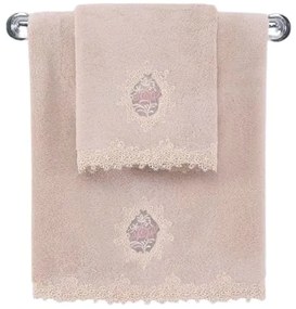 Ręcznik kąpielowy DESTAN 85x150 cm z koronką Fioletowy / Lila