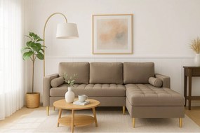 Narożnik prawy rozkładany Monza 246x172 cm z funkcją spania - brązowy Monolith 15