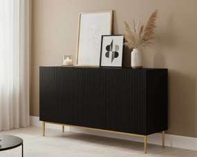 Komoda Nicole 150 cm - czarny mat / złote nóżki