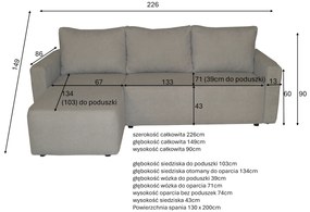 Narożnik Sofia mięciutka tkanina typu baranek