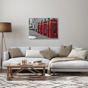 Obraz na szkle - Budki telefoniczne w Londynie (70x50 cm)