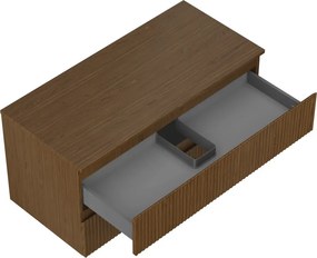 Mexen Rivel szafka łazienkowa podumywalkowa 100 cm z blatem, 2 szuflady, ryflowana , orzech - 91A20-10047-2-BFFC86