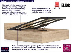 Podwójne łóżko z zagłówkiem i stelażem 180x200 dąb sonoma Nikari 4X