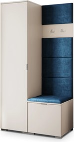 Masseno Garderoba LORI 95/181/51 cm Nowoczesna Szafa do Przedpokoju Kaszmir, MONOLITH 77 (Niebieski)