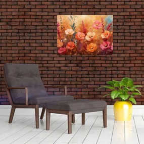 Obraz na szkle - Kwiaty łąkowe, malarstwo (70x50 cm)