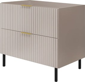 Szafka pod umywalkę, Kaszmir, 80 x 77 x 46 cm, uchwyt złoty, nogi czarne, bez blatu