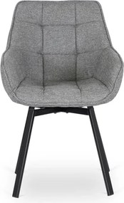 Krzesło Tapicerowane Obrotowe do Salonu LUNA 2 Szare Nowoczesne Loft