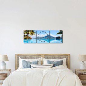 Obraz  - Bora-Bora, Polinezja Francuska (z zegarem) (90x30 cm)