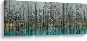 Obraz - Turkusowy staw, Biei, Japonia (z zegarem) (90x30 cm)