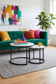 Zestaw nowoczesnych okrągłych stolików biały marmur F6-L30