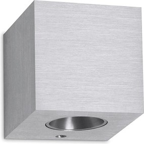 Aluminiowy kinkiet BRICK w nowoczesnym stylu - Szeroko?? 6,5 x wys. 7,2 cm - szczotkowane aluminium - 3W LED SMD - 3K - góra i dó? - 110° - IP20