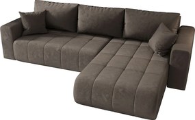Narożnik z funkcją spania MILO Monolith 15 brązowy prawy sofa w kształcie L z pojemnikiem na pościel sofa do salonu, sofa rozkładana, sofa z pojemnikiem