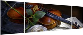 Obraz - Róże i skrzypce (170x50 cm)