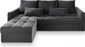 Ciemnoszara rozkładana narożna sofa ZENOVA 220x140 cm, dwustronna