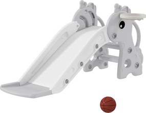 AIYAPLAY Zjeżdżalnia 3w1 dla dzieci, Kształt żyrafy, Koszykówka, Piłka, Szara