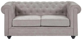 Kanapa 2-osobowa z szarej tkaniny CHESTERFIELD
