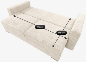 Sofa z Funkcją Spania DRAVOS Beżowa Sztruksowa Nowoczesna