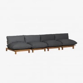 4-częściowa Modułowa Rozkładana Sofa Z Drewna Akacjowego Brina Grafitowa Szarość - Sklum