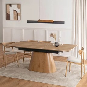 Stół Rozkładany Prostokątny LIZBONA 160-200 cm Ceramiczny Dąb do Jadalni Nowoczesny