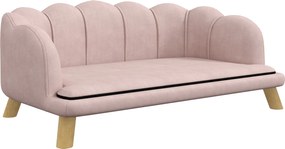 PawHut Sofa dla Zwierząt Domowych dla Średnich i Dużych Psów do 25 kg, Solidne Drewno, Wyściełana, Różowa