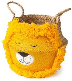 Żółto-naturalny kolorze dziecięcy kosz na zabawki z trawy morskiej ø 30x28 cm Lion – Compactor