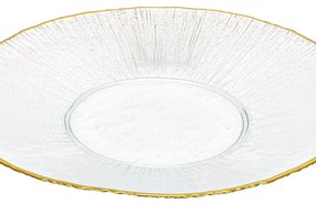 Szklany talerz płaski ze złotą obwódką DATURA, 28 cm