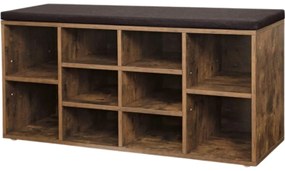 Szafka na buty z ławką TAYLOR 104x30x48 cm, brąz rustykalny