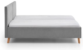 Szare tapicerowane łóżko dwuosobowe ze stelażem 160x200 cm Piano – Meise Möbel