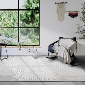 Dywan nowoczesny Gallery 3D Koła kremowy 160 cm x 235 cm