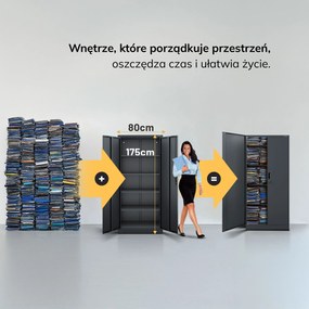 Szafa JAN Compact 1750 x 800 x 400 mm, antracytowa