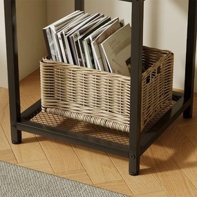 Stolik kawowy kwadratowy pomocniczy boczny z półką retro vintage loft 55 cm