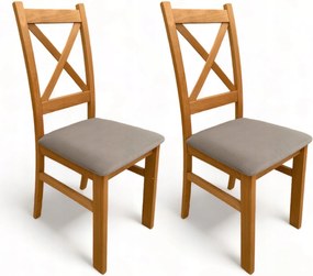 2x Krzesło tapicerowane Krzyżak Dąb Craft + Szary