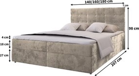 Promocja Łóżko tapicerowane boxspring GLORIEN VELVET 160x200 cm ciemnozielone II gatunek
